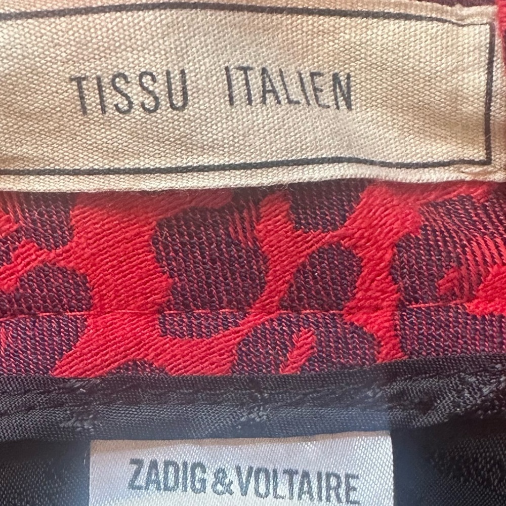 Zadig & Voltaire “Prune Jac Leo” Red/Black Leopard Jacquard Pants FR 34 / US 2 - Picture 9 of 9